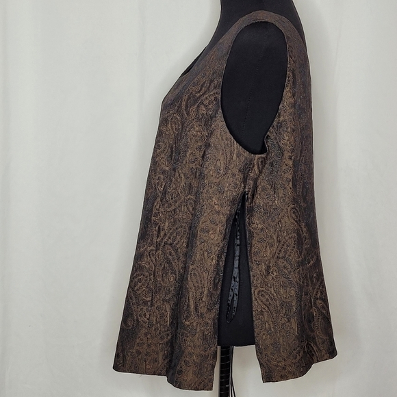 Nipon Boutique Brown/Black 2 Pc. Paisley-Jacquered Topper w/ Tank Top - Size 16W - Picture 8 of 13